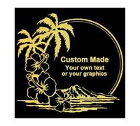 2pcs 25cm Decal Custom Made Your Own Text or Graphics for Island Sunset Hibiscus Palm Trees DecalsChoose Size Car Stickers Vinyl(Pink2,40 CM)