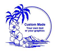 2pcs 25cm Decal Custom Made Your Own Text or Graphics for Island Sunset Hibiscus Palm Trees DecalsChoose Size Car Stickers Vinyl(Pink4,30 CM)