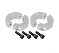 2PCS 25mm Aluminum Split Shaft Collar Double Clamp Ring - Heavy Duty Locking Sleeve for Machine Tools & Fitness Bars - Silver 45mm OD