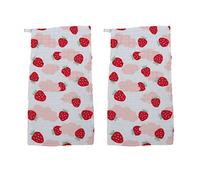 2pcs 25x50cm Pure Cotton Kids Washing Face Towel Red | Strawberry Pattern, Skin-friendly Feel, Simple Unisex Design for Boys and Toddlers
