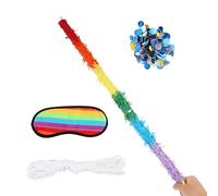 2pcs 29.92in Pinata Sticks, Rainbow Color Unbreakable Pinata Stick with Blindfold Rope & Confetti for Kids Adults Can Have Fun at Any Party