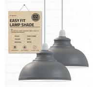 2Pcs 29cm Grey Metal Curvy Easy Fit 4 cm Top Hole Lampshade for Living Room Lighting Vintage Decor Industrial Retro Designed Pendant Light Shade Bedroom Modern Light Fitting