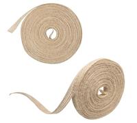 2PCS 2CM Hessian Ribbons Natural Jute Burlap RibbonRolls Jute Ribbon Burlap Craft Strap Brown Gift Wrapping Strap Natural Hessian Ribbon for Florist, Crafts, Gift Wrapping, Birthday, Christmas, Weddin