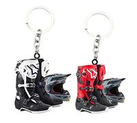 2PCS 2D Flat Motocross Keychain Motorcycle Helmet Keychain Accessories Bag Charms Motorcyclist Knight Car Keychains Keyrings Jewelry