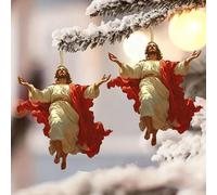 2Pcs 2D Retro Jesus Car Hanging Decor,Faith Gift for Christian,2D Acrylic Mirror Ornament for Auto Interior,Retro Christmas Decor,Jesus Ornament Religious Gift for Driver,Rear View Mirror Accessories