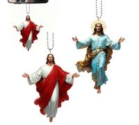 2Pcs 2D Retro Jesus Car Hanging Decor,Faith Gift for Christian,Acrylic Flat Mirror Ornament for Auto Interior,Divine Journ-ey Hanging Ornament,Jesus O-rnament Religious Gift for Truck Driver