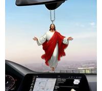 2Pcs 2D Retro Jesus Car Hanging Decor,Faith Gift for Christian,Acrylic Flat Mirror Ornament for Auto Interior,Divine Journ-ey Hanging Ornament,Jesus O-rnament Religious Gift for Truck Driver