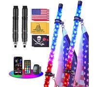 2PCS 2FT LED Whip Lights with Built-in Spring Base, LED Whip Lights with App & Remote Control, 360° Spiral Chasing Lighted Whip with Rocker Switch for UTV, ATV, SXS, Polaris RZR, Can-am