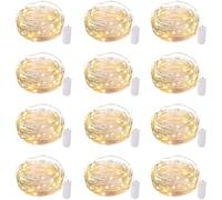 (2Pcs 2M) Christmas Decoration Lights 1M/2M/3M Battery Operated LED Waterproof Copper Wire Fairy String Lights Warm White