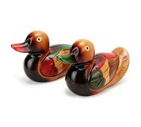 2PCS 2PCS Duck Ornament, Wooden Mandarin Duck Ornament Hand Carved Figures | Wooden Ducks Statues, Hand Painted Wooden Mandarin Duck, Home Decorations for Living Room Wedding