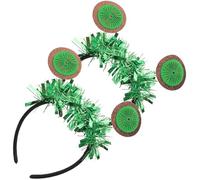 2pcs 2pcs Fruit-shaped Party Headband, Green Decorative Hair Hoop | Felt Cloth and Glitter Details, Delicate Creative Style, for Performance and Party Wear