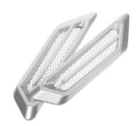 2pcs 2pcs Shark Gill Decorative Hood Vent Trim Sticker ABS Silver | Highly Realistic Automotive Exterior Detail, Easy Installation, Wear Resistant Finish, for Hood Styling