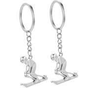 2Pcs 2Pcs Skiing Key Ring Skier Key Ornaments Metal Keychains Skis Ring Ski Pole Chain Bag Charms for Snowboard Lovers Father's Day Mother's Day made of Alloy, Enhanced Performance and Reliability,...