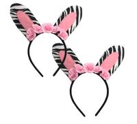 2pcs 2pcs Striped Animal Ear Headband with High Elasticity for Party | Adorable Cloth and Felt Finish, Family Gatherings Photography Prop, Lovely Headdress in Pink