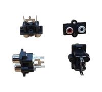 2pcs 2Pole Female Audio Video Plug jack red white input Straight Pin AV Socket Connector