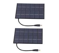 2PCS 2W Solar Panels with High Conversion Efficiency, Polysilicon Wireless Solar Panel Charger for 3.7V Rechargeable Battery, DC5521 Output for Solar Lights and Small