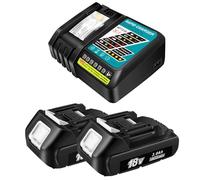 2pcs 3.0Ah Lithium-Ion Replacement 18v Battery and 6.5A DC18RC Charger, Compatible for Makita 18V Tools