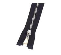 2Pcs 3# 15-70cm Metal Decorative Zipper Opening/Closing Zipper Clothing Jacket Repair Sewing Accessories,Black Silver,OpenEnd-50cm