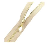 2Pcs 3# 15-70cm Metal Decorative Zipper Opening/Closing Zipper Clothing Jacket Repair Sewing Accessories,Khaki Gold,CloseEnd-30cm