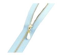 2Pcs 3# 15-70cm Metal Decorative Zipper Opening/Closing Zipper Clothing Jacket Repair Sewing Accessories,Sky Blue Gold,OpenEnd-50cm