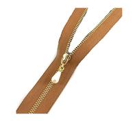 2Pcs 3# 15-70cm Metal Decorative Zipper Opening/Closing Zipper Clothing Jacket Repair Sewing Accessories,Brown Gold,CloseEnd-30cm