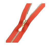 2Pcs 3# 15-70cm Metal Decorative Zipper Opening/Closing Zipper Clothing Jacket Repair Sewing Accessories,Red Gold,OpenEnd-60cm