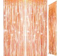2pcs 3.2ft x 8.3ft Glitter Rose Gold Foil Door Curtain Decorations, Tinsel Curtains Fringe Backdrop, Rose Gold Streamers Door Hanging Decor for Christmas Birthday Wedding Bridal Shower Bachelorette.