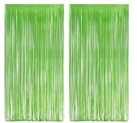 2pcs 3.3ft x 8.2ft Glitter Pale Green Tinsel Curtains, Foil Fringe Streamers for Party Decor - New Year, Birthday, Baby Shower, Wedding, Holiday Backdrop Decoration