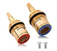 2PCS 3/4 Ceramic Disc Cartridge, Mixer Tap Cartridge Replacement, 1/4 Turn 20 Teeth Replacement Ceramic Tap Cartridges Valve Solid Brass Ceramic with 2 M4*10 Screws, Tap Spares Repair Reviver Kit