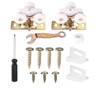 2pcs 3/4" RV Pocket Door Ball Bearing Hangers, Sliding Door Wheels Assembly Replacement Kit for Johnson Part Hardware Accessories, 200lbs Capacity Top Hanger Set Fits Min. 1" Thick Doors