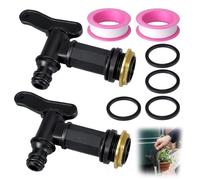 2Pcs 3/4" Water Butt Tap Replacement,Waterbutt Hose Connector for Rainwater Collection, for Garden Water Tap Hose Pipe Rain Barrel Black Plastic Connector Beer Home Brew Push-Fit Water-tap