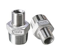 2PCS 3/4" x 3/8" NPT Male Hex Nipple Reducer Stainless Steel Pipe Fittings | 3/4" - 3/8" NPT Male Threaded Reducing Nipples Pipe Adapter Fittings Heavy Duty Reducer Straight Connector