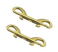 2Pcs 3.5-inch Double Ended Snap Hooks, Gold Heavy Duty Double-Ended Bolt Snap Double Sided Clip Hook Zinc Alloy Metal Trigger Clip for Chain Latch Dog Leash Pet Feed Bucket, SATONBEYI
