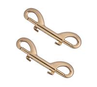 2Pcs 3.5-inch Double Ended Snap Hooks, Light Gold Heavy Duty Double-Ended Bolt Snap Double Sided Clip Hook Zinc Alloy Metal Trigger Clip for Chain Latch Dog Leash Pet Feed Bucket, SATONBEYI