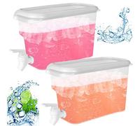 2Pcs 3.5L Plastic Water Dispensers Fridge Liquid Dispenser Drink Dispenser with Tap Iced Beverage Dispensers for Milk Ice Tea Cocktail Juice Lemonade