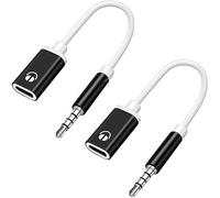 2Pcs 3.5mm Male to TypeC Female Audio Cable Cord 3.5mm Analog Cable Type-C Converter Earphone Adapter Compatible with Laptops, Tablets, Smartphone, MP3 Players, CD Players (Black)