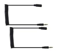 2Pcs 3.5mm Stereo Jack Male Plug to Female Socket Spiral Coiled Adapter Cables Black Headphone Audio Spring Telescopic Extension Wires 1.2M