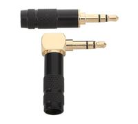 2pcs 3.5mm Trs Stereo Audio Solder Plug Metal Right-angle Male Black | Copper Shell with Gold Plated Connectors, Rugged Secure Metal Housing, for Headphone Modders and Professional Audio Use