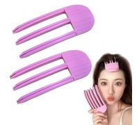 2Pcs 3/6 Teeth High Skull Artifact No Trace Hair Clip,High Skull Top Artifact Hair Root Fluffy Clip,Naturally Lazy Person No Trace Hair Clip High Skull Top Fixed Forehead Hairpin (3 Teeth)