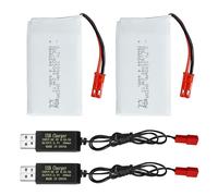 2PCS 3.7V 1200mAh 25C Lithium RC Drone Battery with USB Charger JST Plug for MJX T04 T05 T25 V2400HD V2450FPV V2450GPS X900 X9TW RC Quadcopter