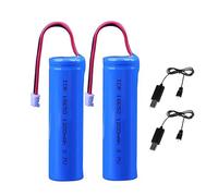 2Pcs 3.7V 1200mAh Li-ion Battery Pack 18650 * 1 Cell RC Replacement Rechargeable Battery Pack With XH2.54-2P USB Charger Cable for Airplane DIY, Fishing lights,Doorbell, etc.