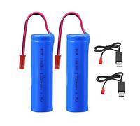 2Pcs 3.7V 1200mAh Li-ion Battery Pack 18650 RC Replacement Rechargeable Battery Pack With JST-2P USB Charger Cable for Airplane DIY, Fishing lights,Doorbell, etc.