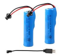 2Pcs 3.7v 1200mAh Li-ion Battery RC Rechargeable Batteries, SM-2P Plug with USB Charging Cable Suitable for 14500 18650 RC Car off Road Truck Remote Control Cars Tanks Robots Universal Battery