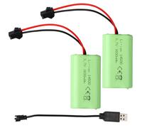 2Pcs 3.7v 1600mAh Li-ion Battery RC Rechargeable Batteries, SM-2P Plug with USB Charging Cable Suitable for 9962 8837 RC Car off Road Truck Remote Control Cars Tanks Robots Universal Battery