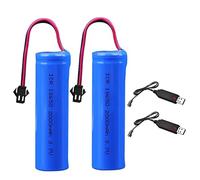 2Pcs 3.7V 2000mAh Li-ion Battery Pack 18650 RC Replacement Rechargeable Battery Pack With SM-2P USB Charger Cable for Airplane DIY, Fishing lights,Doorbell, etc.