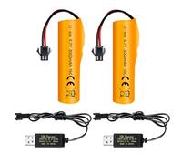 2PCS 3.7V 3000mAh SM-2P Plug Li-ion Battery with USB Charging Cable for DE42 DE44 DE45 DE68 RC Car Toys Off-Road Racer