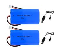 2Pcs 3.7V 4000mAh Li-ion Battery Pack Replacement 18650 Rechargeable Battery Pack With XH2.54-2P USB Charger Cable for RC Airplane DIY, Fishing lights,Doorbell, etc.