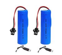 2Pcs 3.7V 800mAh Li-ion Battery Pack RC Replacement Rechargeable 14500 Battery Pack With SM-2P USB Charger Cable for Toys,Drone,Remote Control Car Accessory