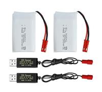 2PCS 3.7V 800mAh Lipo Battery RC Drone Battery with USB Charger JST Plug for SYMA X56W MJX X400W X300C X800 HS110 HS200 S670 V950HD S1750 V2450 RC Quadcopter Battery