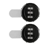 2pcs 3 - Digit Zinc Alloy Mechanical Password Lock for Cabinet Wardrobe Mailbox, Keyless Combination Lock with Resettable Code, Black (20mm)
